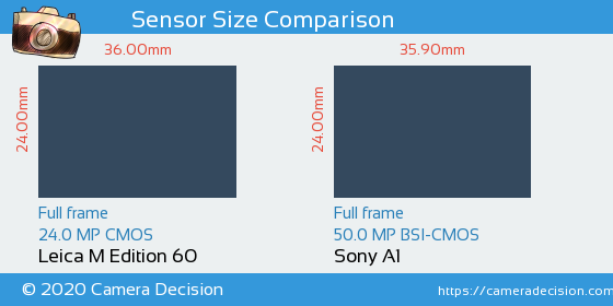 Leica M Edition 60 vs Sony A1 Sensor Size Comparison