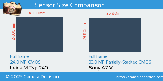 Leica M Typ 240 vs Sony A7 V Sensor Size Comparison