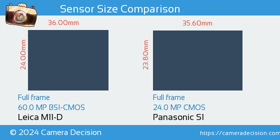 Leica M11-D vs Panasonic S1 Sensor Size Comparison