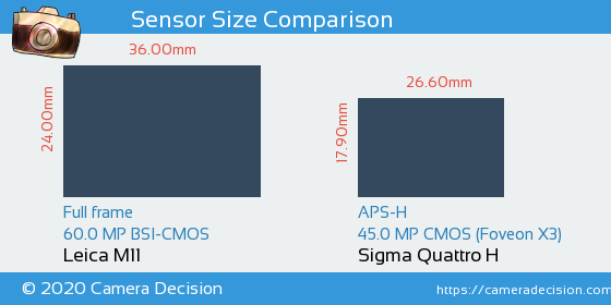 Leica M11 vs Sigma Quattro H Sensor Size Comparison