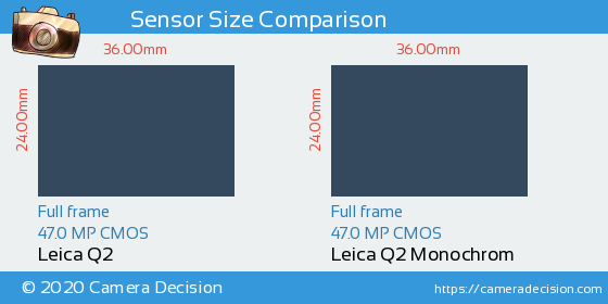 Leica Q2 vs Leica Q2 Monochrom Sensor Size Comparison