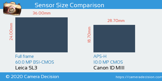 Leica SL3 vs Canon 1D MIII Sensor Size Comparison
