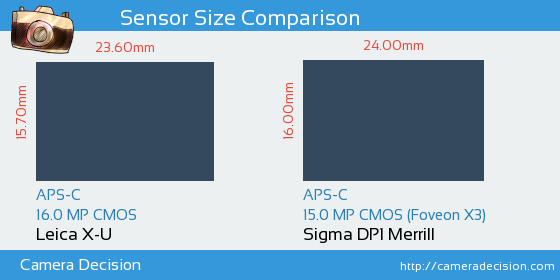 Leica X-U vs Sigma DP1 Merrill Sensor Size Comparison