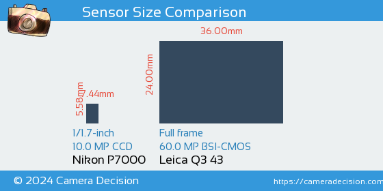 Nikon P7000 vs Leica Q3 43 Sensor Size Comparison