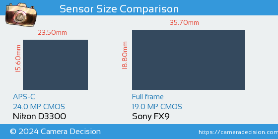 Nikon D3300 vs Sony FX9 Sensor Size Comparison
