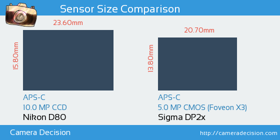 Nikon D80 vs Sigma DP2x Sensor Size Comparison
