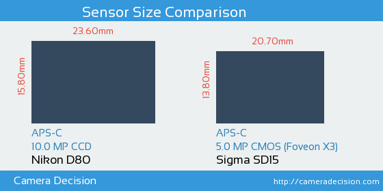 Nikon D80 vs Sigma SD15 Sensor Size Comparison