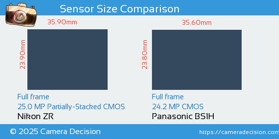 Nikon ZR vs Panasonic BS1H Sensor Size Comparison