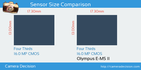 Olympus E-M10 II vs Olympus E-M5 II Sensor Size Comparison