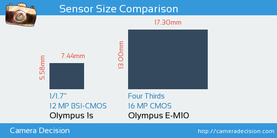 Olympus 1s vs Olympus E-M10 Sensor Size Comparison