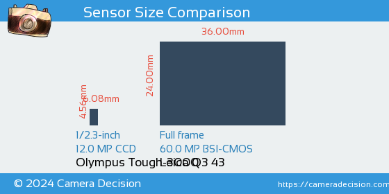 Olympus Tough-3000 vs Leica Q3 43 Sensor Size Comparison