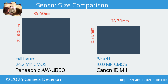 Panasonic AW-UB50 vs Canon 1D MIII Sensor Size Comparison
