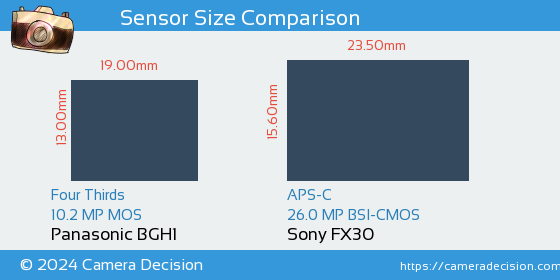 Panasonic BGH1 vs Sony FX30 Sensor Size Comparison