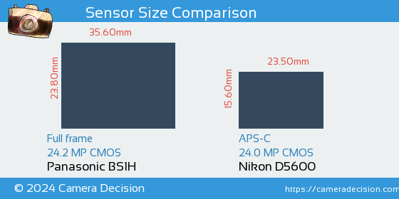 Panasonic BS1H vs Nikon D5600 Sensor Size Comparison