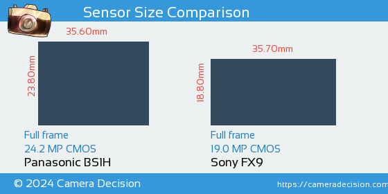 Panasonic BS1H vs Sony FX9 Sensor Size Comparison