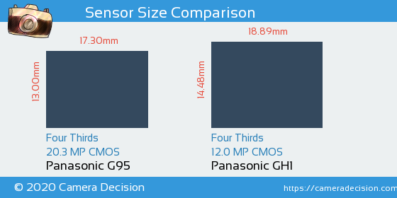Panasonic G95 vs Panasonic GH1 Sensor Size Comparison