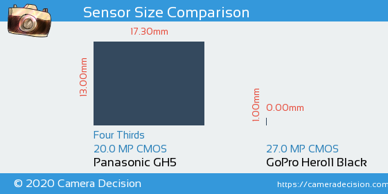 Panasonic GH5 vs GoPro Hero11 Black Sensor Size Comparison