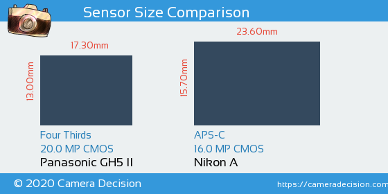 Panasonic GH5 II vs Nikon A Sensor Size Comparison