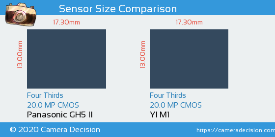 Panasonic GH5 II vs YI M1 Sensor Size Comparison