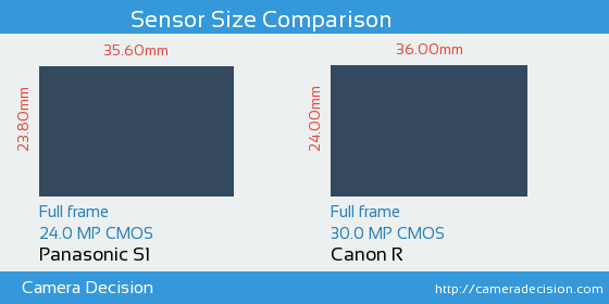 Panasonic S1 vs Canon R Sensor Size Comparison