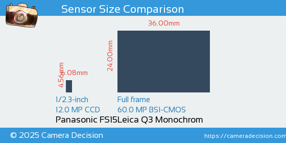 Panasonic FS15 vs Leica Q3 Monochrom Sensor Size Comparison