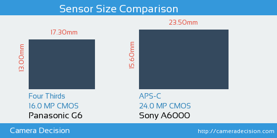 Panasonic G6 vs Sony A6000 Sensor Size Comparison
