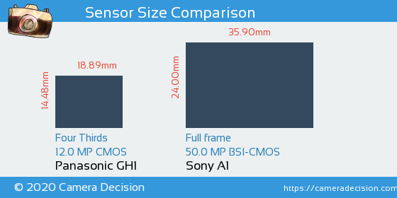 Panasonic GH1 vs Sony A1 Sensor Size Comparison