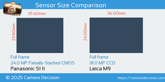 Panasonic S1 II vs Leica M9 Sensor Size Comparison