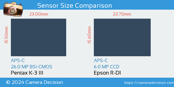 Pentax K-3 III vs Epson R-D1 Sensor Size Comparison