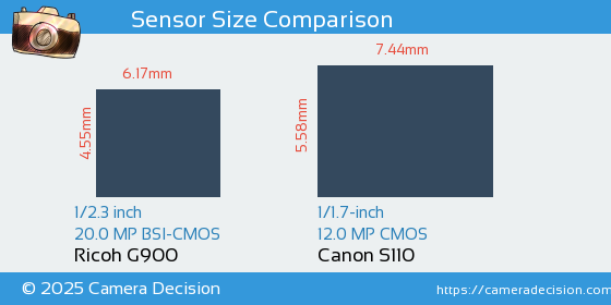 Ricoh G900 vs Canon S110 Sensor Size Comparison
