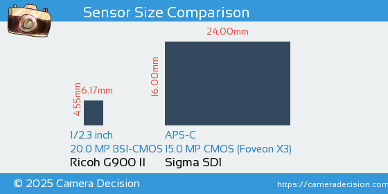 Ricoh G900 II vs Sigma SD1 Sensor Size Comparison