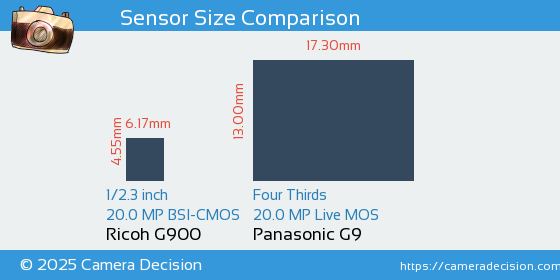 Ricoh G900 vs Panasonic G9 Sensor Size Comparison