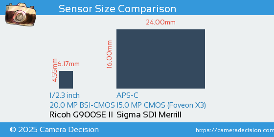 Ricoh G900SE II vs Sigma SD1 Merrill Sensor Size Comparison