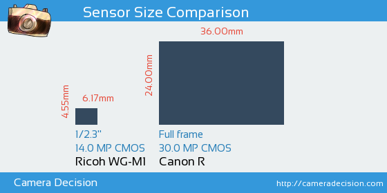 Ricoh WG-M1 vs Canon R Sensor Size Comparison