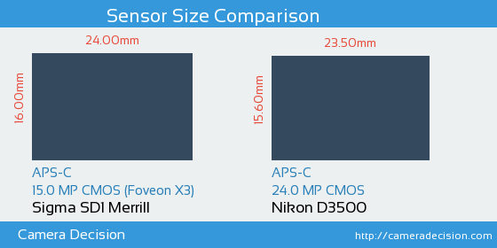 Sigma SD1 Merrill vs Nikon D3500 Sensor Size Comparison