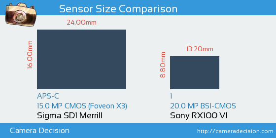 Sigma SD1 Merrill vs Sony RX100 VI Sensor Size Comparison