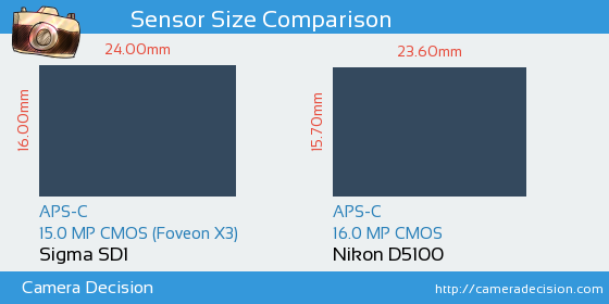 Sigma SD1 vs Nikon D5100 Sensor Size Comparison