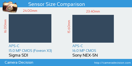 Sigma SD1 vs Sony NEX-5N Sensor Size Comparison