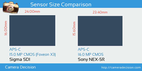 Sigma SD1 vs Sony NEX-5R Sensor Size Comparison
