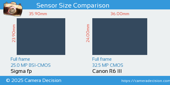 Sigma fp vs Canon R6 III Sensor Size Comparison