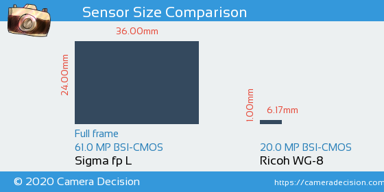 Sigma fp L vs Ricoh WG-8 Sensor Size Comparison