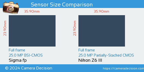 Sigma fp vs Nikon Z6 III Sensor Size Comparison