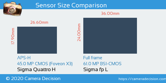 Sigma Quattro H vs Sigma fp L Sensor Size Comparison