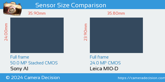Sony A1 vs Leica M10-D Sensor Size Comparison