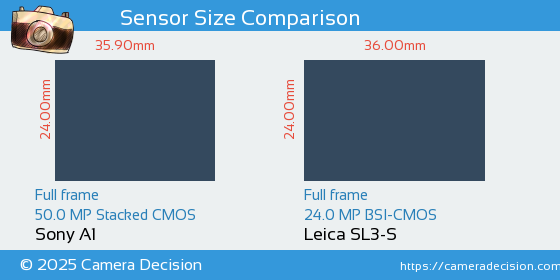 Sony A1 vs Leica SL3-S Sensor Size Comparison