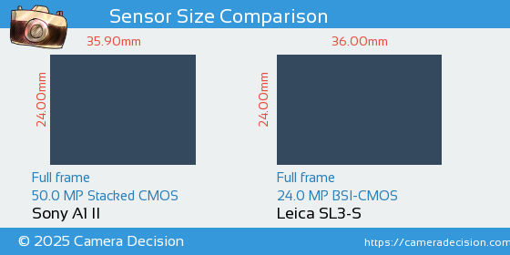 Sony A1 II vs Leica SL3-S Sensor Size Comparison