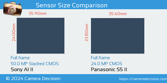 Sony A1 II vs Panasonic S5 II Sensor Size Comparison