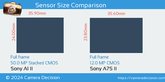 Sony A1 II vs Sony A7S II Sensor Size Comparison