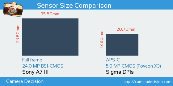 Sony A7 III vs Sigma DP1s Sensor Size Comparison