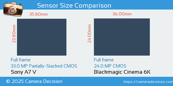 Sony A7 V vs Blackmagic Cinema 6K Sensor Size Comparison